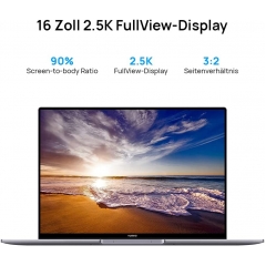HUAWEI 華為 MateBook 16，AMD Ryzen 7 5800H，16GB RAM，512GB NVMe PCIe SSD，16英寸筆記型電腦，2.5K 全視圖顯示幕，超薄金屬外殼，指紋感測器，自由*至Windows 11，低