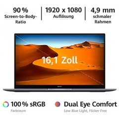 HUAWEI 華為 MateBook D 16，AMD Ryzen 5 4600H，16.1 英寸 1080p 全高清全高清全高清全高清全高清顯示幕，16GB 記憶體，512GB 固態硬碟，超薄金屬外殼，指紋感測器，Windows 10 家
